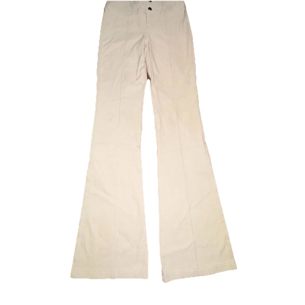 NWOT Garage Women’s XS Piper Pull On Flare Pants Buttons Tan High Waist Workwear